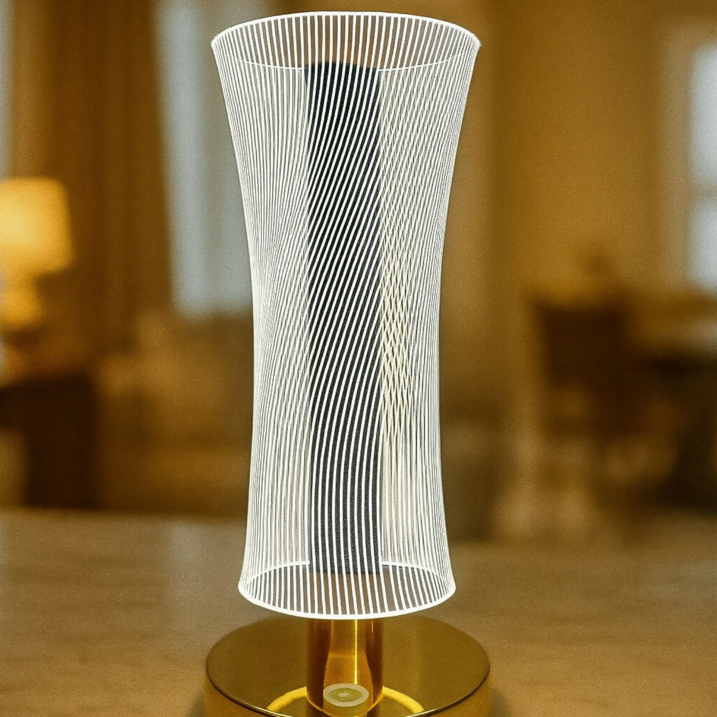 3D Illusion LED Vase Shape Decorative Table Lamp with Touch Control and Warm White & Golden Glow – Modern Acrylic Night Light for Bedroom, Living Room, Office & Home Décor Gift